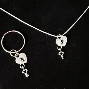 Key 🔑 To My ❤️  22"inch \ .925 Sterling Silver Necklace,  Keyring Set